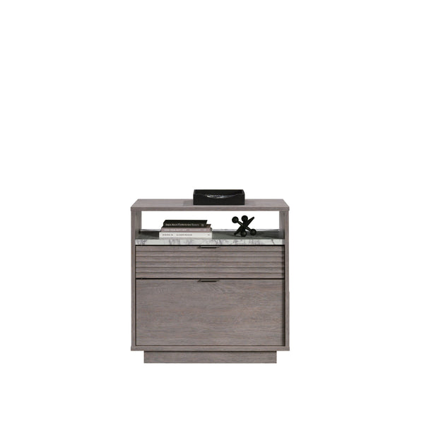 English Elm Lateral File - Stylish Medium Grey Lateral File With Faux Marble Accent For Home Office Organization B356P354473