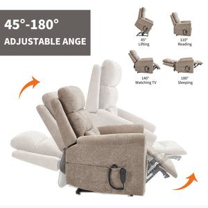 English Elm Dual Motor Power Lift Recliner with Massage Heat and Leatherair Upholstery W3224S00017