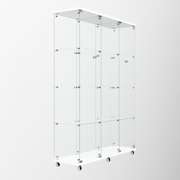 English Elm Tempered Glass Display Cabinet With Bluetooth Led Lighting, Lock & Casters For Stylish Storage Solutions W3155S00012-GIGA