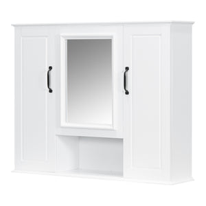 English Elm 36" Freestanding Single Sink Bathroom Vanity Rubberwood Cabinet with Matching Mirror White N725S314034K