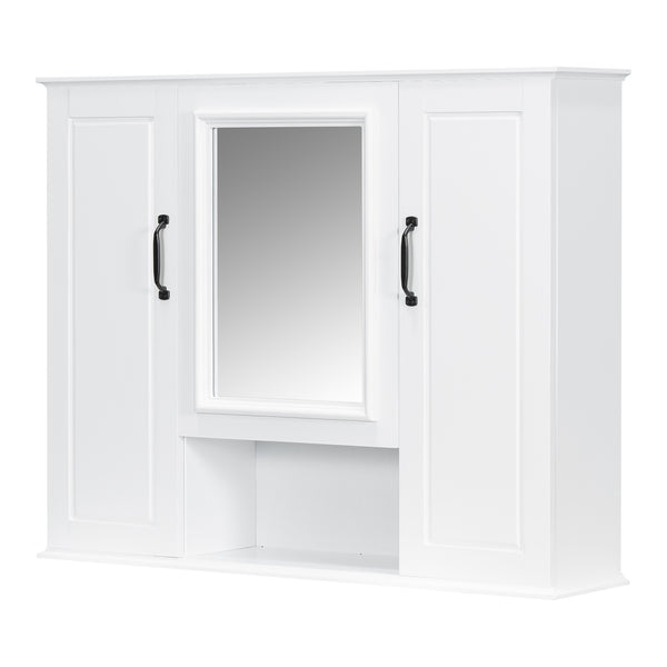 English Elm 36" Freestanding Single Sink Bathroom Vanity Rubberwood Cabinet with Matching Mirror White N725S314034K