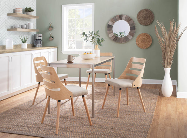 English Elm Dining/accent Chair Solid Wood Tapered Legs Cream Upholstery Mid-century Modern Seating B202P471340