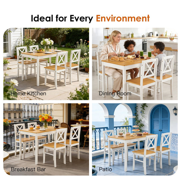 English Elm 5-piece Solid Rubberwood Dining Set Seats Four with Space Saving Design for Apartments W2896P419918