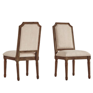 Homelegance By Top-Line Mayer Arched Linen and Wood Dining Chairs (Set of 2) Beige Rubberwood