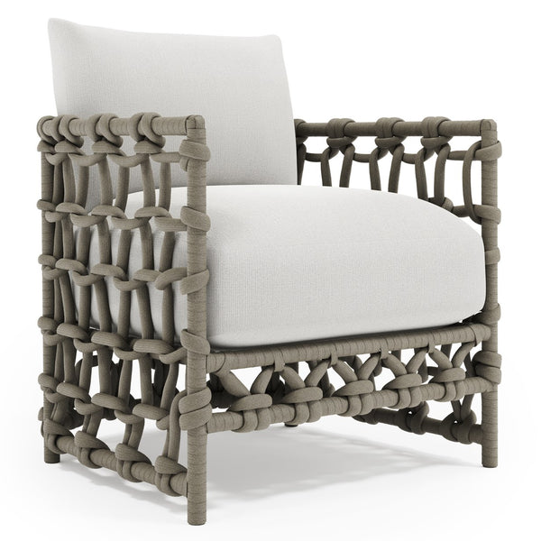 Bernhardt Bernhardt Handwoven Nodi Outdoor Chair — Weatherproof Aluminum Frame, Deep Cushions, Shiitake Rope Finish - Made to Order O4413B