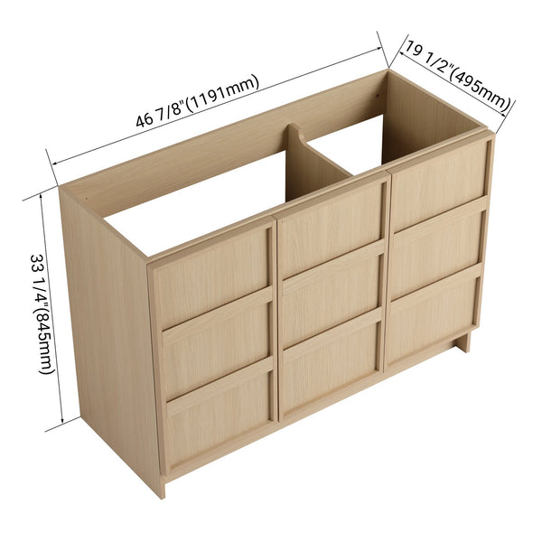 English Elm 48" Freestanding Bathroom Vanity Plywood Cabinet Dune Oak Soft-close Doors Modern W999P392901