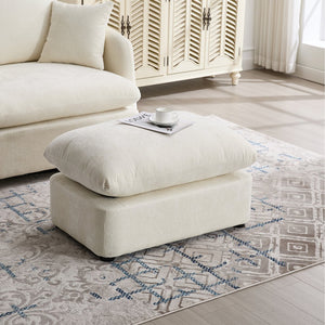 English Elm 360° 360 Swivel Oversized Chenille Armchair with Pocket Spring Seat and Three Throw Pillows Beige W1361S00094