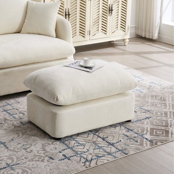 English Elm 360° 360 Swivel Oversized Chenille Armchair with Pocket Spring Seat and Three Throw Pillows Beige W1361S00094