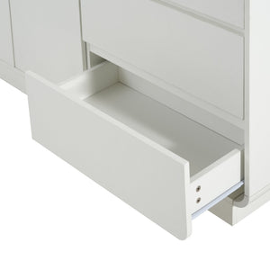 English Elm Modern White Sideboard with Soft Close Drawers and Doors for Dining or Living Rooms N779P373190W_N779P373191W