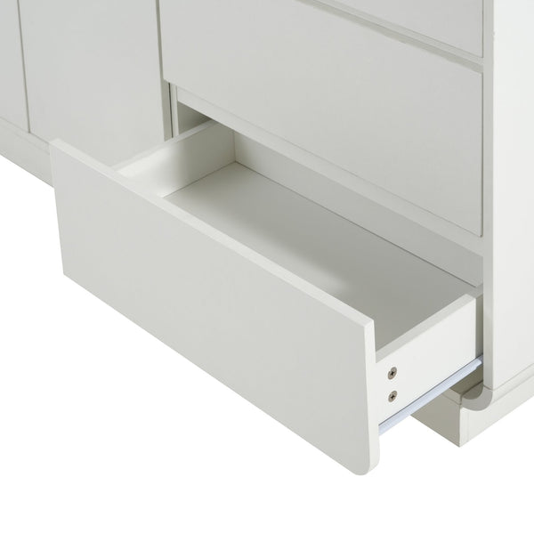 English Elm Modern White Sideboard with Soft Close Drawers and Doors for Dining or Living Rooms N779P373190W_N779P373191W