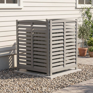 English Elm 3-panel Slatted Wood Outdoor Privacy Screen for Ac Units Trash Enclosures Gardens Grey W2640P272033