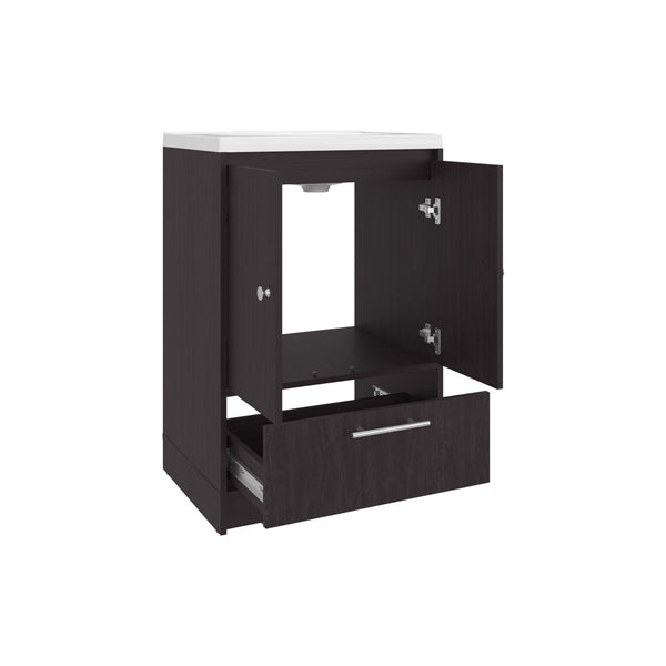 English Elm Wengue 2-Door Freestanding Bathroom Vanity with Sink, Waterproof Wenge Finish, Drawer Storage Elegance B062P355543