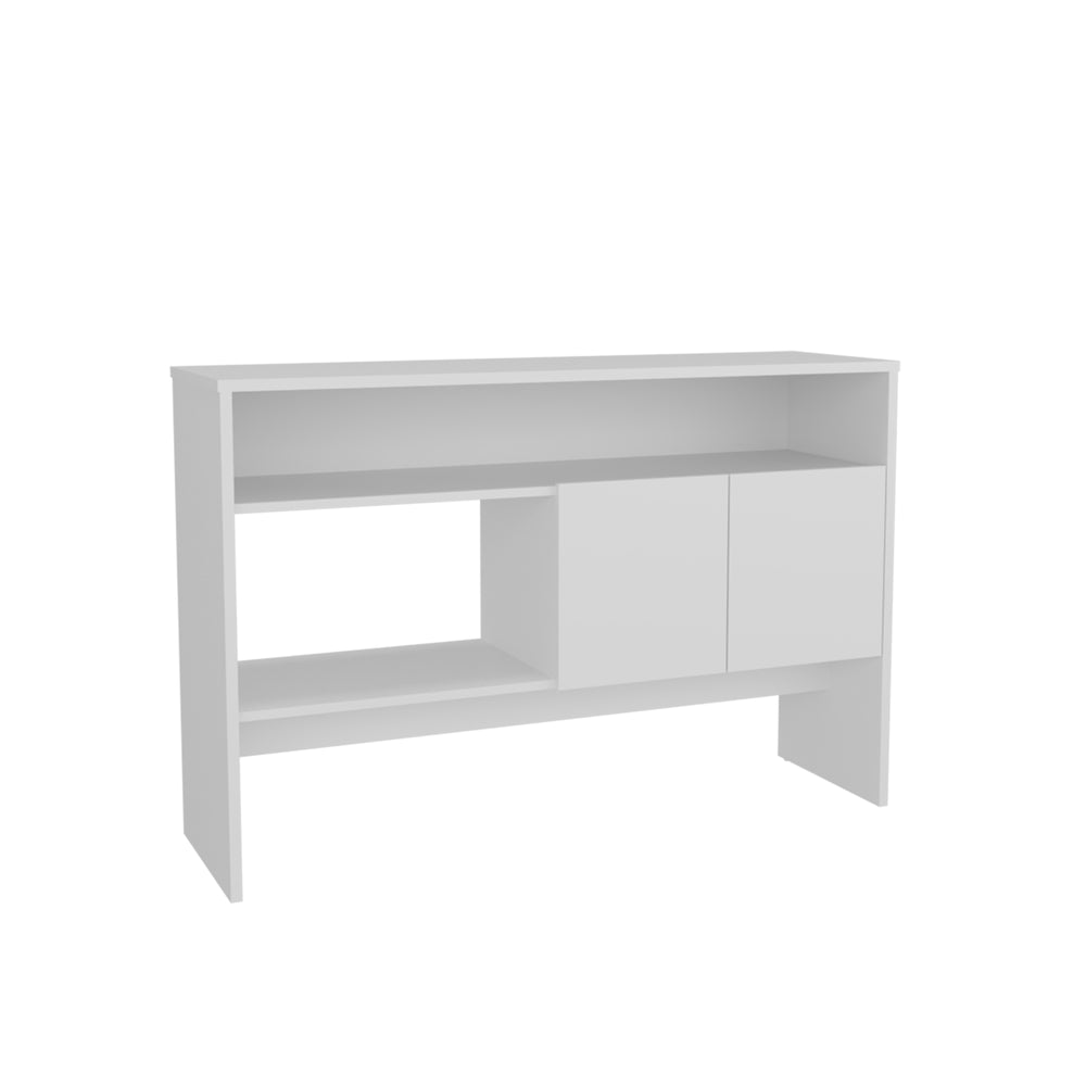 English Elm Bellagio Narrow 2-Tier Console Table with Double-Door Cabinet, Engineered Wood, Compact Chic Storage White 48.9 L x 18.9 W x 4.8 H B200P235871