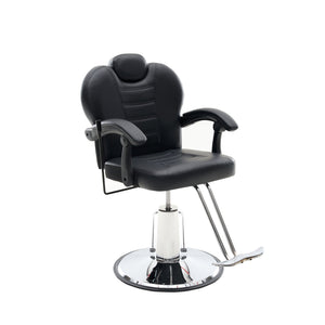 English Elm 102°-140° Heavy Duty Reclining Barber Chair with Hydraulic Pump, 360° Swivel, PU Leather, Stable Anti-Slip Base for Busy Salons and Stylists W2069P290382