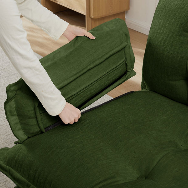 English Elm 138" Chenille Modular Cloud Sectional with Ottoman Deep Seat Lounge Sofa for Apartments Green W714S01732