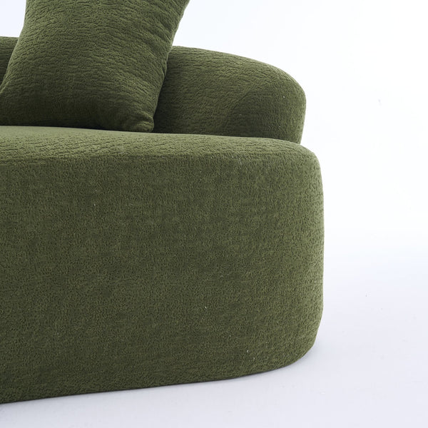 English Elm LY-025S Curved Loveseat Sofa Compact 65" chenille upholstery, 30D foam with spring core, 300lb capacity, 3 pillows, apartment-friendly Antique Green,Green W2231P292604