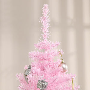 English Elm Snow Flocked Pink Pencil Artificial Christmas Tree for Entryway or Bedroom Corner T3971P412794