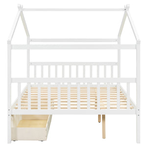 English Elm Twin House Bed Solid Pine Kids Cottage Frame with Storage Drawers Imaginative Room N708P309247K