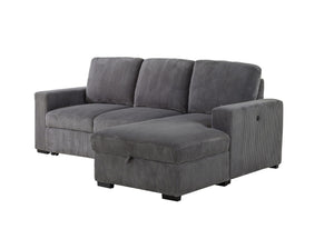 English Elm Melody Grey Sectional Sofa With Pullout Bed - Modern Comfort For Apartments & Family Rooms B201S00306