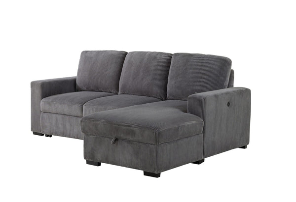 English Elm Melody Grey Sectional Sofa With Pullout Bed - Modern Comfort For Apartments & Family Rooms B201S00306