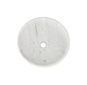 English Elm White Natural Marble Vessel Sink - Semi-Polished Elegance For Modern Bathrooms, 15.7" Diameter W1696P333277-GIGA