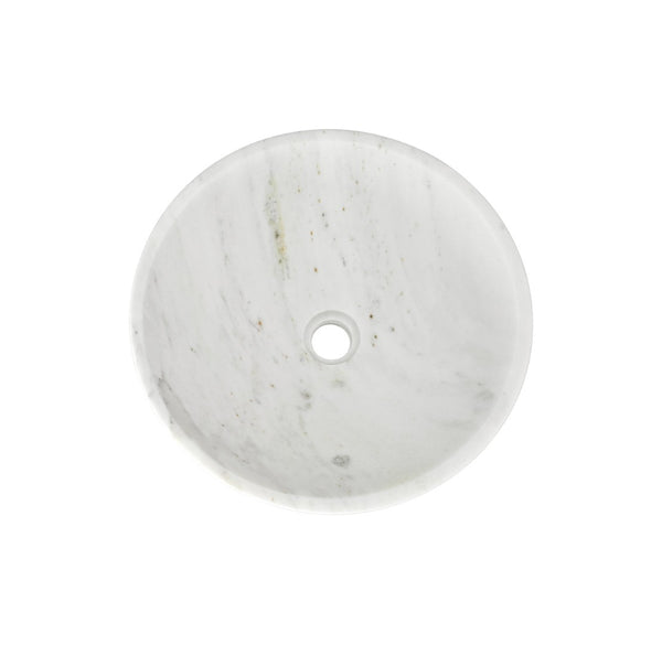 English Elm White Natural Marble Vessel Sink - Semi-Polished Elegance For Modern Bathrooms, 15.7" Diameter W1696P333277-GIGA