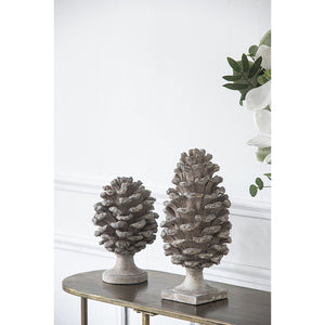 English Elm Set of 2 Polyresin Pinecone Sculptures Woodland Accent Decor for Mantel or Console W2078P360995