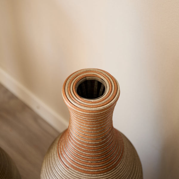 English Elm Desktop PVC Vase Set of 3 Decorative Tall Floor and Table Vases—Modern Durable Artful Accents for Home Brown Grey W2796P261491