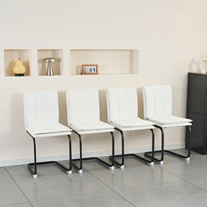 English Elm Modern Pu Leather Cantilever Dining Chairs Set of 4 with Steel Arc Frame for Kitchen W5123P454210