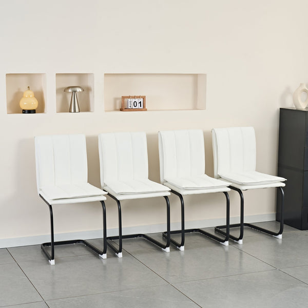 English Elm Modern Pu Leather Cantilever Dining Chairs Set of 4 with Steel Arc Frame for Kitchen W5123P454210