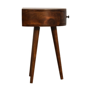 English Elm Solid Wood Chestnut Semi-Circle Nightstand With 1 Drawer, Nordic Legs - Perfect For Modern Spaces! B182P280771-GIGA