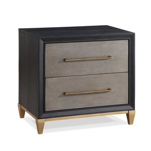 English Elm 1pc Nightstand with Two Drawers and Beveled Mirror Accents, Solid Wood Construction, Chic Storage Brown 30.75 L x 20.88 W x 26.25 H B2741P325730