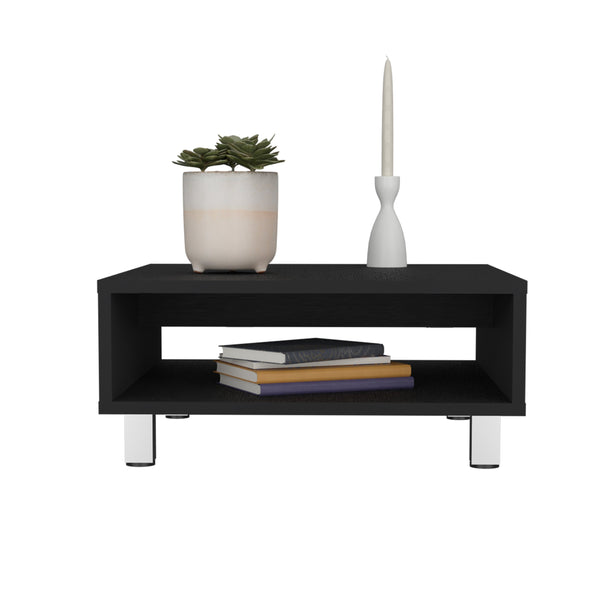 English Elm Coffee Modern engineered wood coffee table with one shelf, sturdy legs, compact storage solution, eco-friendly compliant Black 28.35 L x 25.2 W x 2.76 H B097P250873