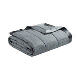 Madison Park Cambria Casual Oversized Down Alternative Blanket with Satin Trim MP51-7651 Charcoal