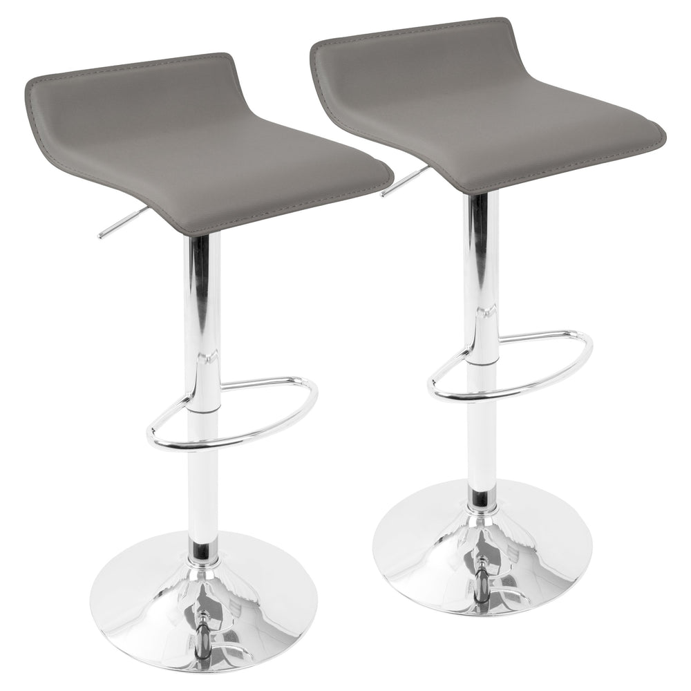 English Elm Contemporary Swivel Barstools with Chrome Base and Grey Pu Upholstery Set of 2 B202P222267