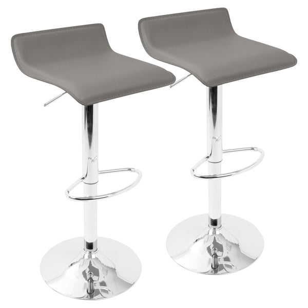 English Elm Contemporary Swivel Barstools with Chrome Base and Grey Pu Upholstery Set of 2 B202P222267