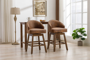 English Elm United We Win Quilted Microsuede Swivel Barstool with Wood Legs and Gold Rivet Trim W1568P361710