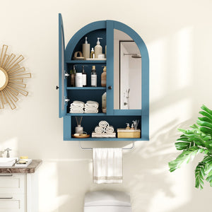 English Elm Wall Mounted Arched Cabinet Tempered Glass Doors Led Lighting Adjustable Shelves Bathroom Turquoise T3210P471558