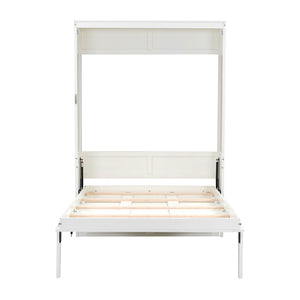 English Elm Full Murphy Bed with Storage Cabinets and Shelves, Space-Saving Wooden Wall Bed with 600lb Capacity Beige N7090004012A