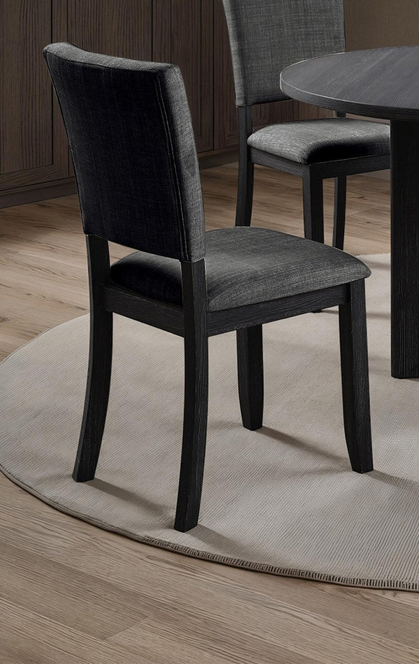 English Elm Contemporary Round Pedestal Dining Set with Upholstered Chairs for Modern Interiors Dark Gray B2741S00780