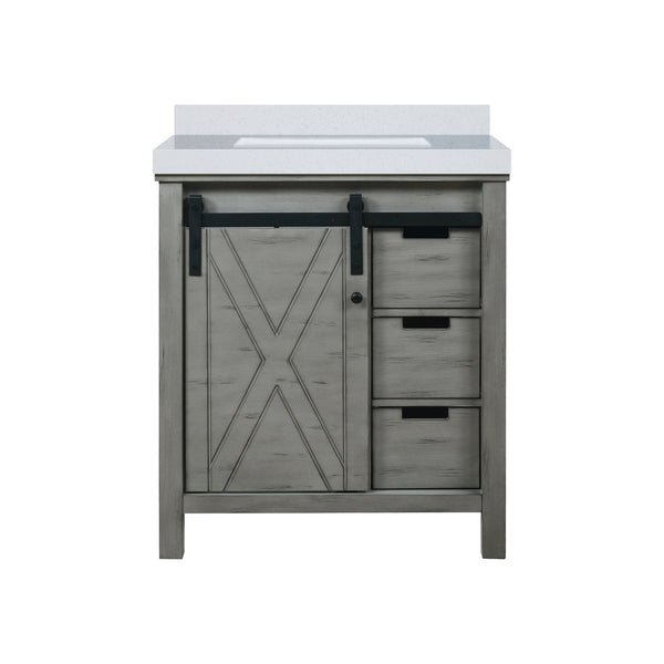 English Elm Ash Grey Bath Vanity With White Quartz Countertop – Modern Design, Soft-Close Drawers, And Storage! B2731P260988