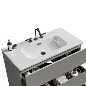 English Elm BB0936Y331, Integrated Gloss White Ceramic Basin 40.7x23x11.2 in – Seamless Durable Sink, Easy Care W1865P230032