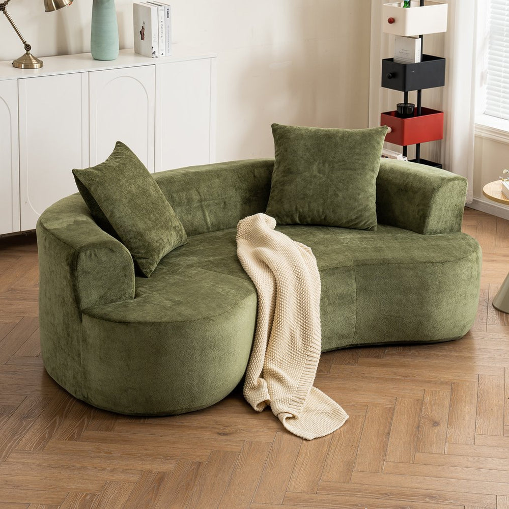 English Elm Moon modern sleeper sofa with extra-deep seat, sponge support & spring pack, green chenille comfort W2012P399193