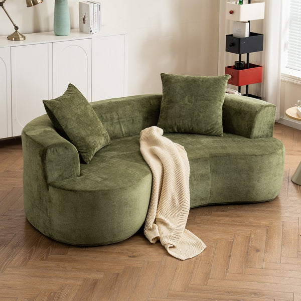 English Elm Moon oversized moon-shaped sleeper sofa with deep cloud-like sponge support and durable linen feel Green W2012P337859