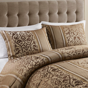 JLA Home Madison Park - 6 Piece Jacquard Comforter Set Elevates Bedrooms with Ornate Leaf Ironwork, Pintucks, Hypoallergenic Comfort 90 L x 90 W x 1.5H MP10-8404