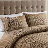 Madison Park Bella Traditional 6 Piece Jacquard Comforter Set with Throw Pillows MP10-8404 Brown