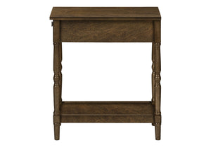 English Elm Accent Table, Two-Tiered Design With Storage Drawer - Traditional Brown Veneer For Stylish Spaces B2710P219466