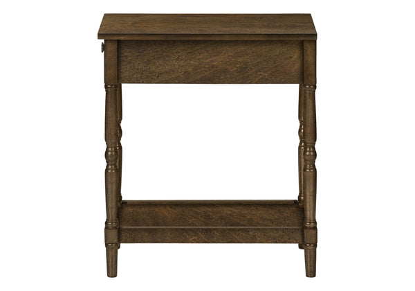 English Elm Accent Table, Two-Tiered Design With Storage Drawer - Traditional Brown Veneer For Stylish Spaces B2710P219466