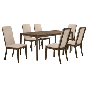 English Elm Breckenridge 7-Piece Dining Set In Medium Walnut & Latte - Stylish Comfort For Modern Homes B062S01031