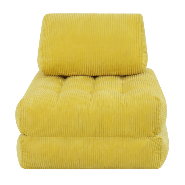 English Elm 70.8"corduroy Fabric Oversized Bean Bag Couch Plush Ergonomic Lounger for Dorm or Bedroom Yellow W3975P440929